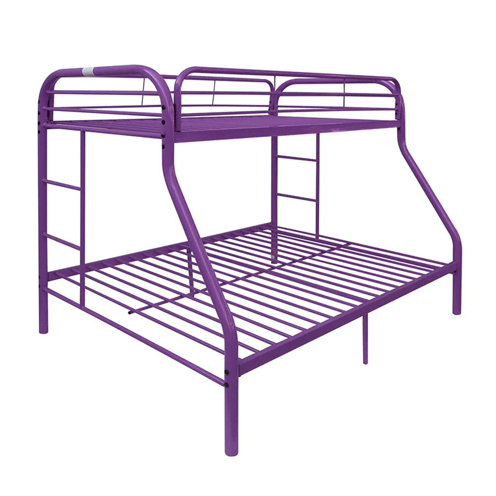 Twin Full Metal Tube Frame Purple Bunk Bed With Ladder - Omega Lifestyles