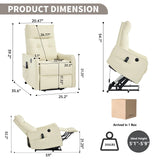 Beige Faux Leather Power Lift Recliner Chair With Massage Heat - Omega Lifestyles