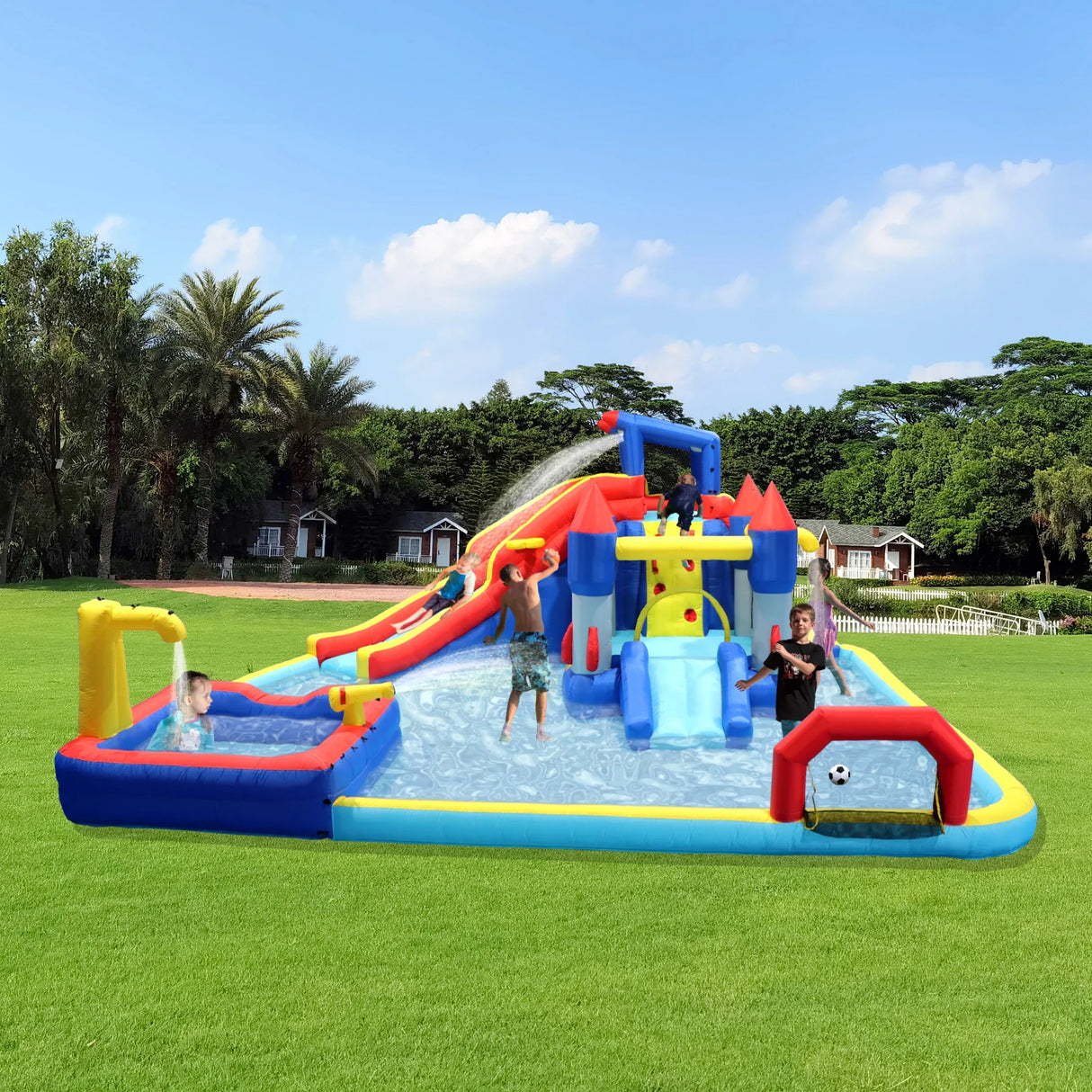 10-Inch Multicolor Oxford Fabric Inflatable Water Park Playground - Omega Lifestyles
