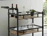 Industrial Style Metal Frame 3-Tier Oak Serving Cart - Omega Lifestyles