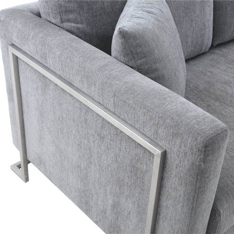 Contemporary Gray Fabric Upholstered 4-Seat Sofa - Omega Lifestyles