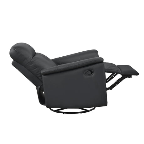 Black Genuine Leather Swivel Glider Reclining Chair - Omega Lifestyles