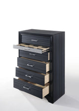 Modern Black Synthetic Wood 5-Drawer Chest - Omega Lifestyles
