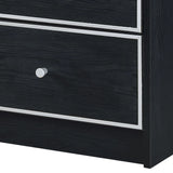 Black And Silver Synthetic Wood Accent Table With Drawers - Omega Lifestyles
