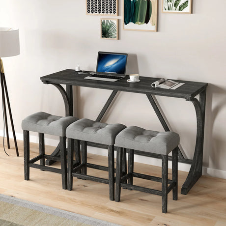 Industrial Bar Table And Chairs Set With Power Outlet - Omega Lifestyles