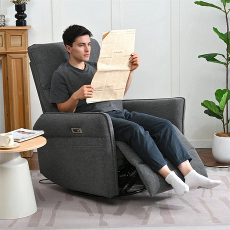 Power Swivel Rocker Recliner Chair With USB Ports - Omega Lifestyles