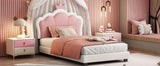 Twin Upholstered Princess Platform Bed With Crown Headboard - Omega Lifestyles