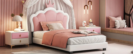 Twin Upholstered Princess Platform Bed With Crown Headboard - Omega Lifestyles