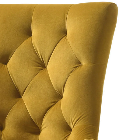 Set of 2 Plush Yellow Velvet Upholstered Side Chairs - Omega Lifestyles