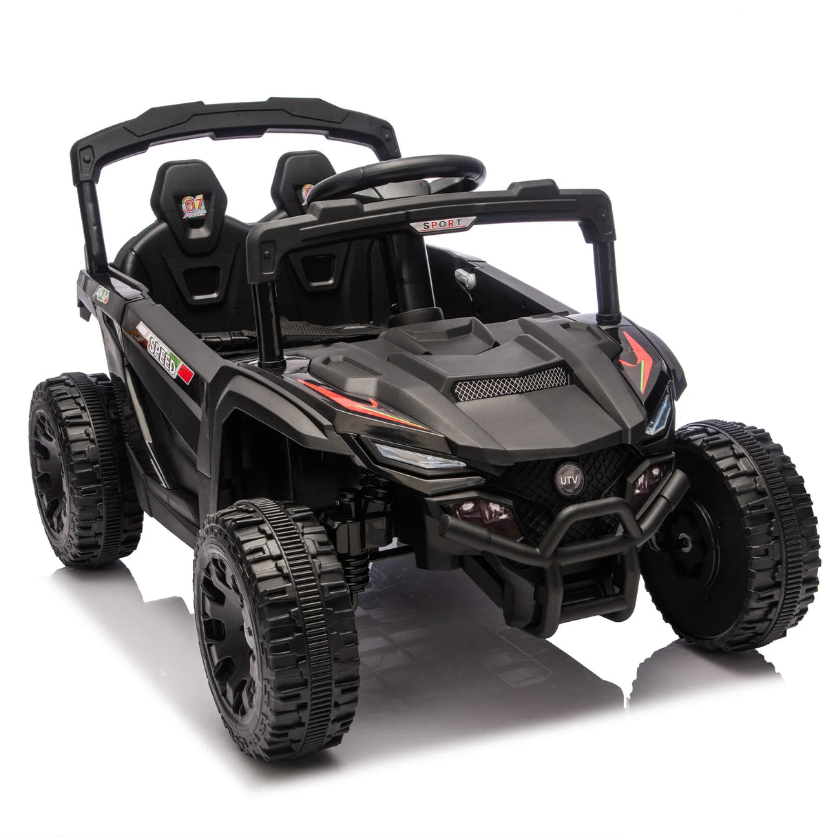 24V Kids Remote Control Black Ride On UTV - Omega Lifestyles