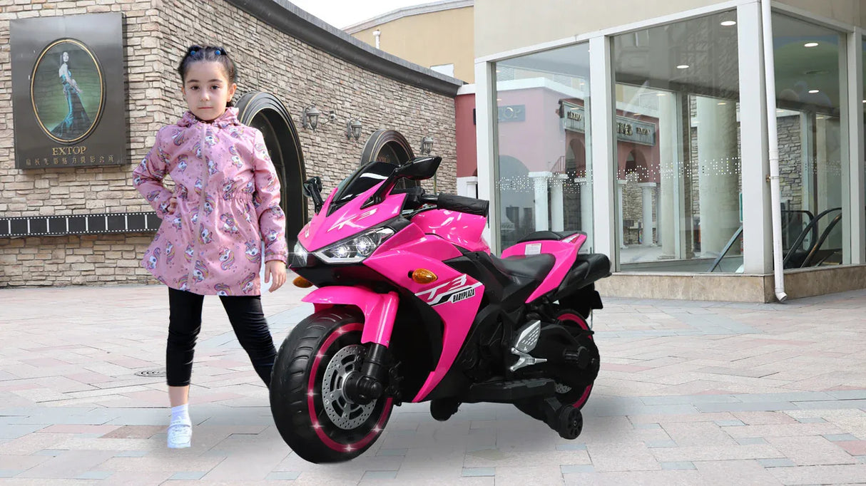 12V Kids Ride-On Motorcycle With Manual Throttle Training Wheels - Omega Lifestyles