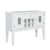 Contemporary White High Gloss Synthetic Wood Server Cabinet - Omega Lifestyles