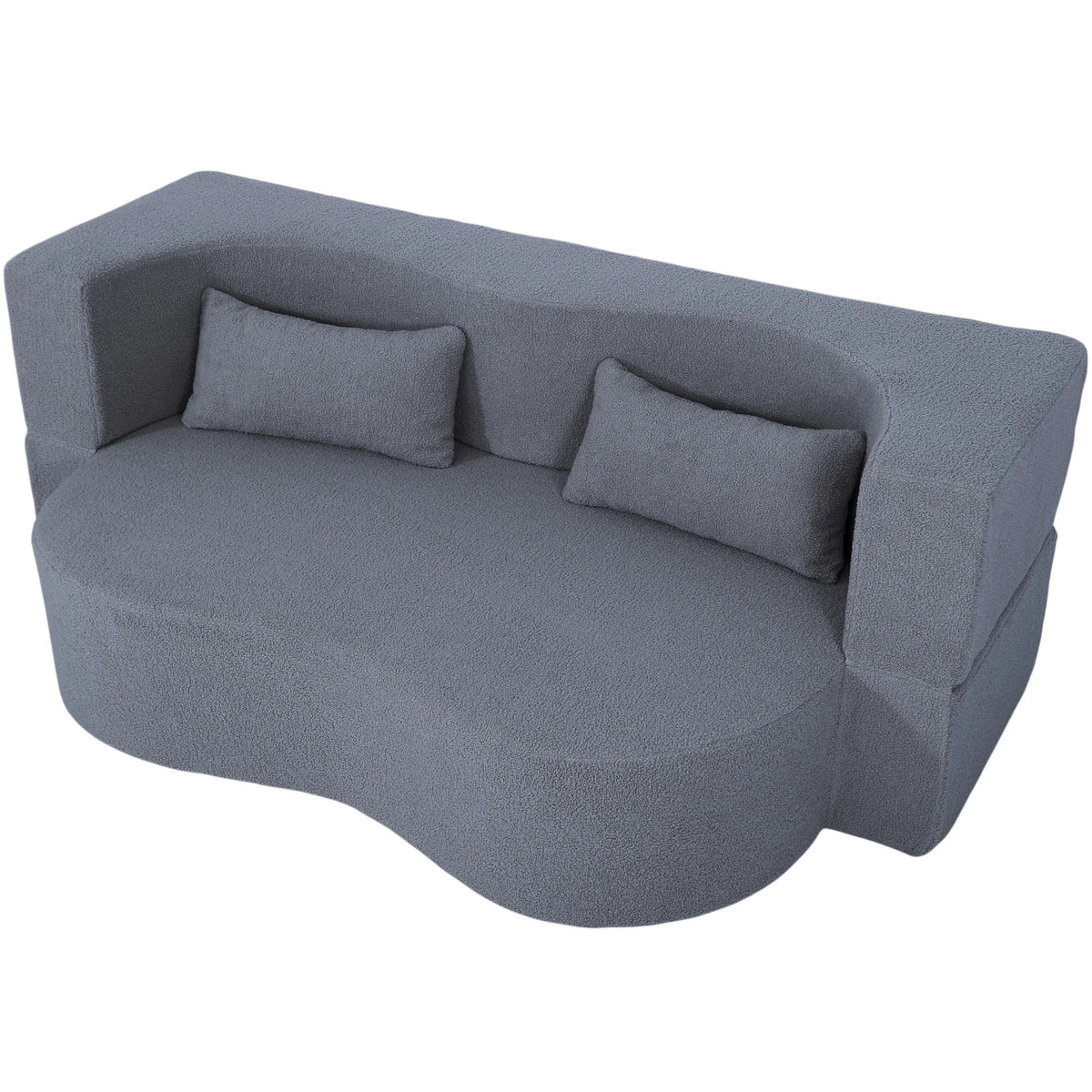 Full Size Convertible Teddy Fabric Sofa Bed With Pillows - Omega Lifestyles
