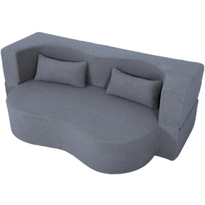 Full Size Convertible Teddy Fabric Sofa Bed With Pillows - Omega Lifestyles