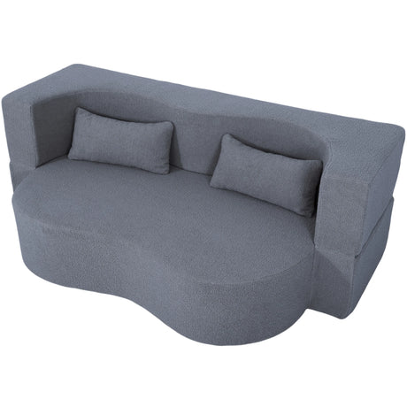 Full Size Convertible Teddy Fabric Sofa Bed With Pillows - Omega Lifestyles