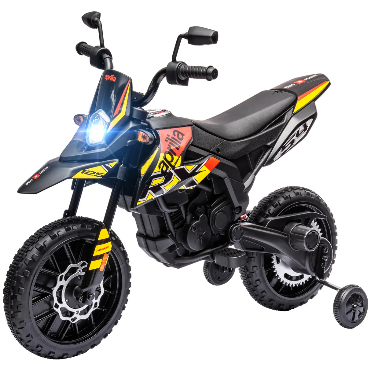 Aprilia Licensed 12V Kids Electric Motorcycle With Training Wheels - Omega Lifestyles