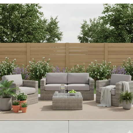 4-Person Outdoor Grey Mix Rattan Wicker Seating Set - Omega Lifestyles