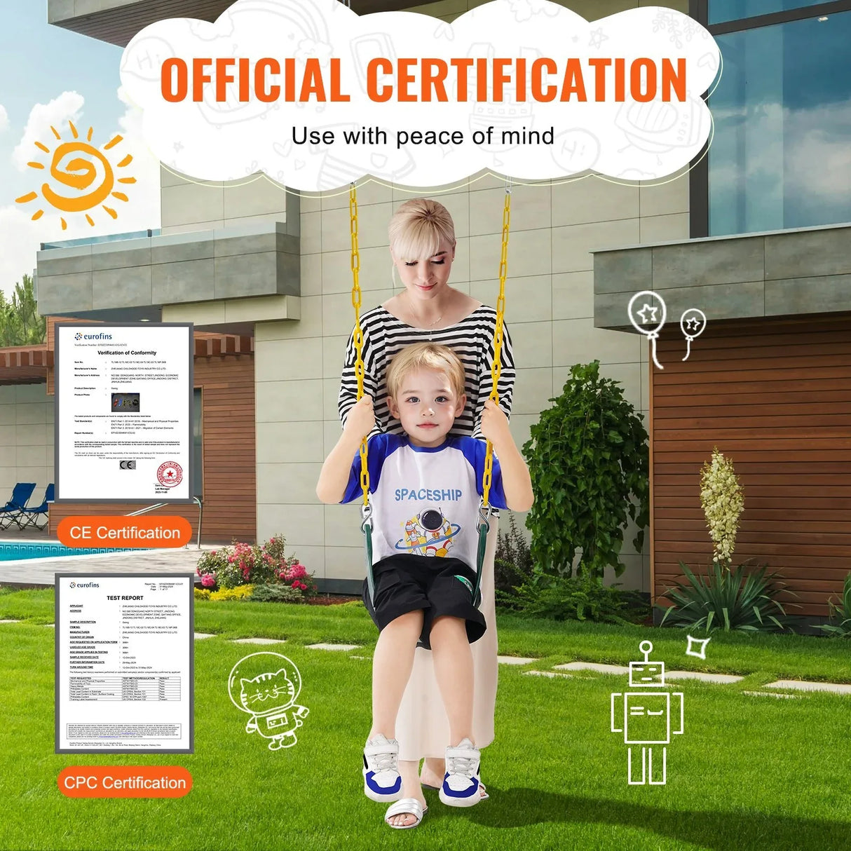 2-Piece Heavy Duty Iron Swing Seats With Chains - Omega Lifestyles