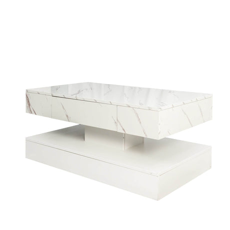 Modern LED Coffee Table With Storage Drawer and Lights - Sleep Galleria