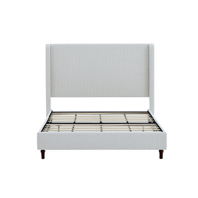 Queen Boucle Upholstered Bed Frame With Tall Headboard - Omega Lifestyles