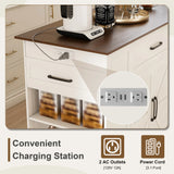 Rustic Mobile Kitchen Island With Storage And Power Outlet - Omega Lifestyles