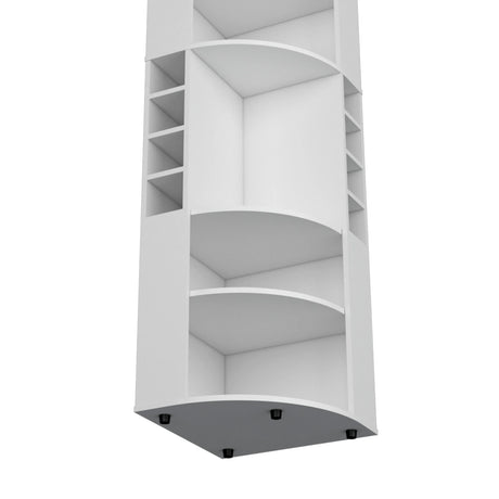 Modern White Corner Bar Cabinet With Five Shelves - Omega Lifestyles