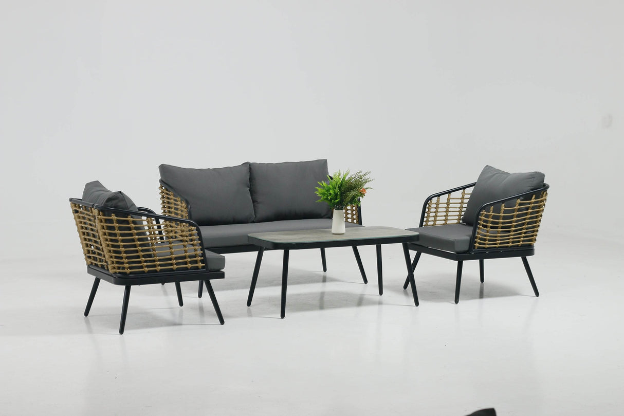 4-Piece PE Rattan Wicker Patio Sofa Set - Omega Lifestyles