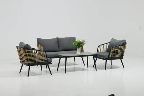 4-Piece PE Rattan Wicker Patio Sofa Set - Omega Lifestyles