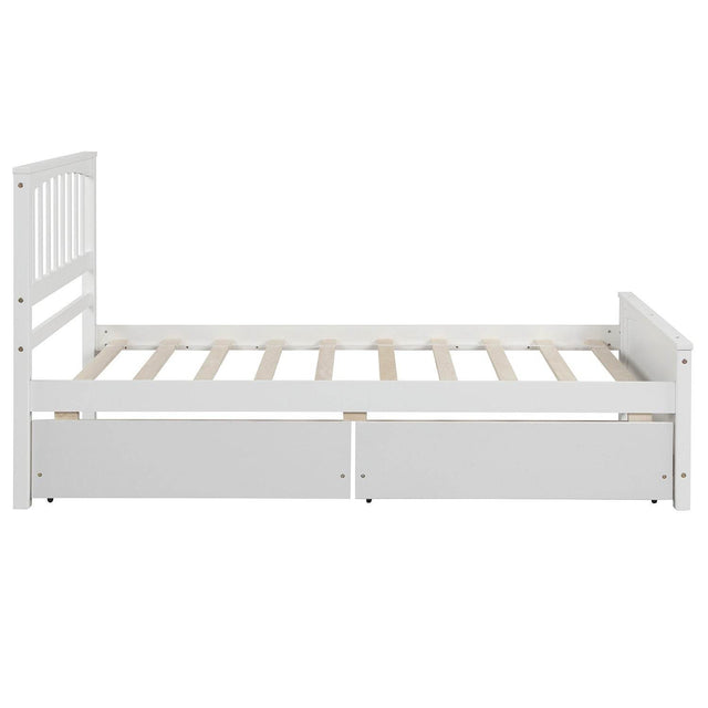 Twin Solid Wood Platform Bed With Trundle And Drawers - Omega Lifestyles