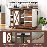 Farmhouse Sliding Barn Door Kitchen Island Cart - Omega Lifestyles