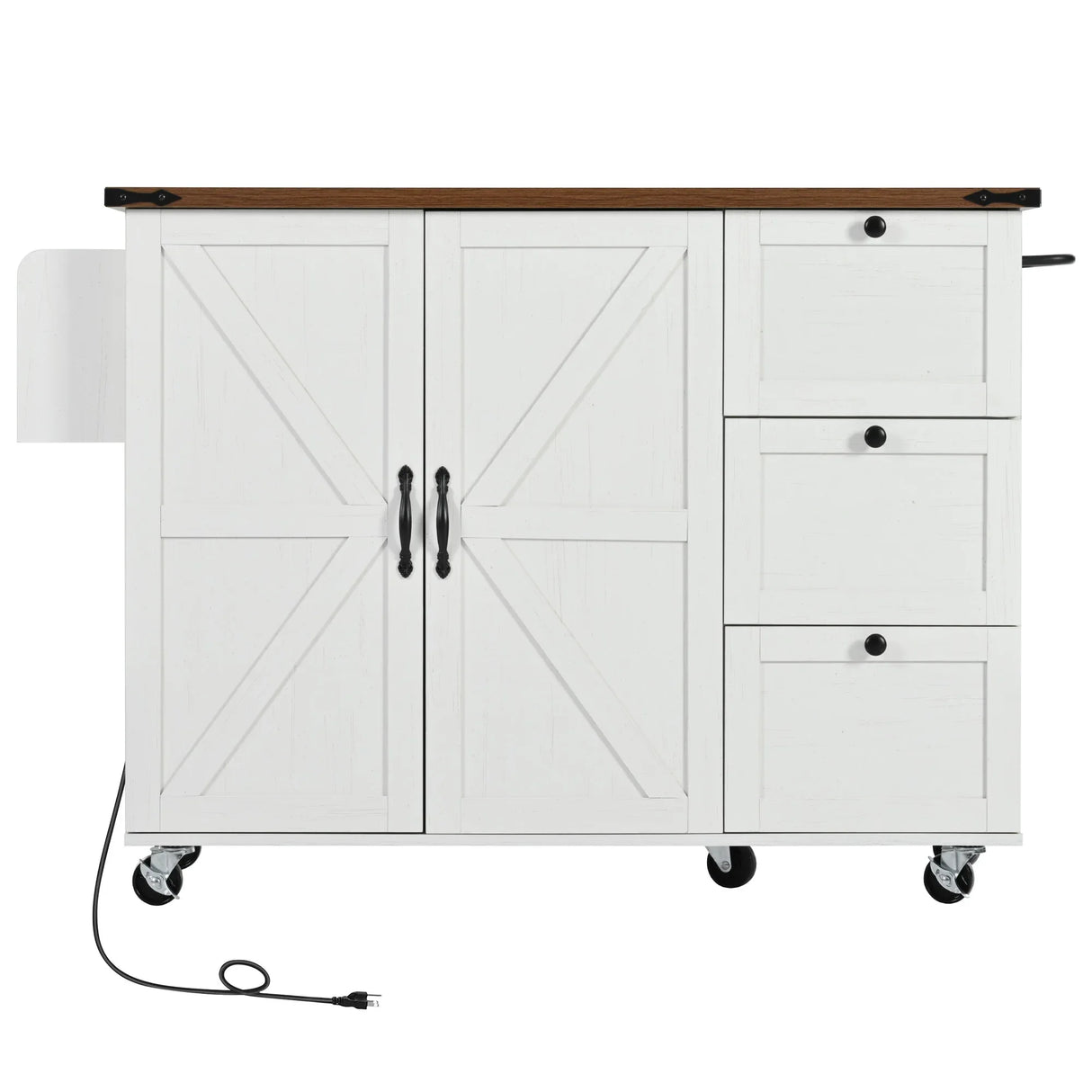Farmhouse Kitchen Island Cart With Power Outlet - Omega Lifestyles