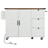 Farmhouse Kitchen Island Cart With Power Outlet - Omega Lifestyles