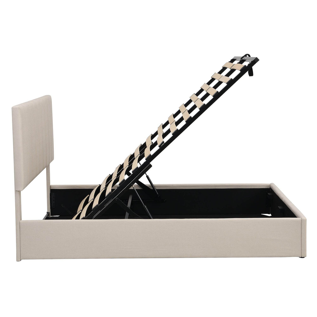 Queen Upholstered Platform Bed With Hydraulic Storage System - Omega Lifestyles