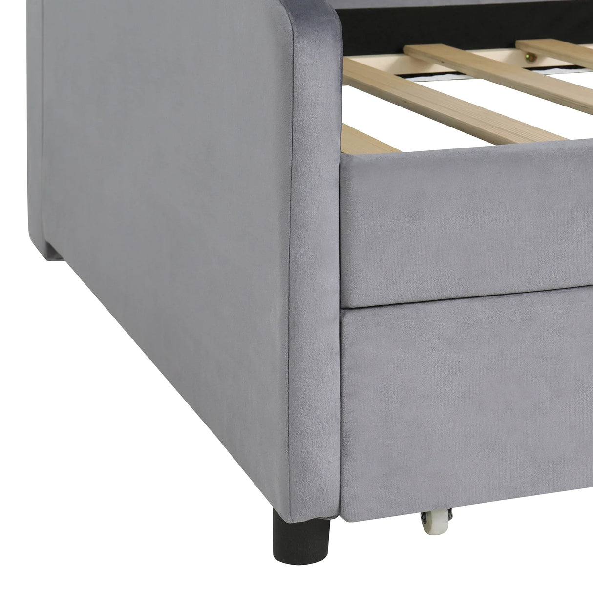 Twin Velvet Upholstered Platform Bed With Storage Drawers - Omega Lifestyles