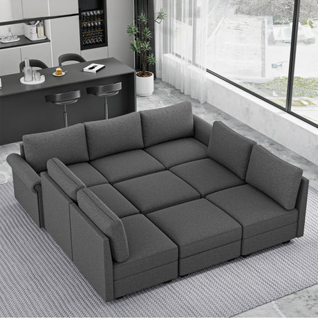 Modern 7-Seater U-Shaped Modular Memory Foam Sofa - Omega Lifestyles