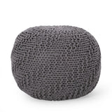 Modern Handmade Knit Cotton Round Pouf 20-Inch - Omega Lifestyles