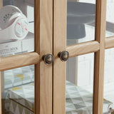 Antique Oak LED Glass Display Cabinet With Adjustable Shelves - Omega Lifestyles