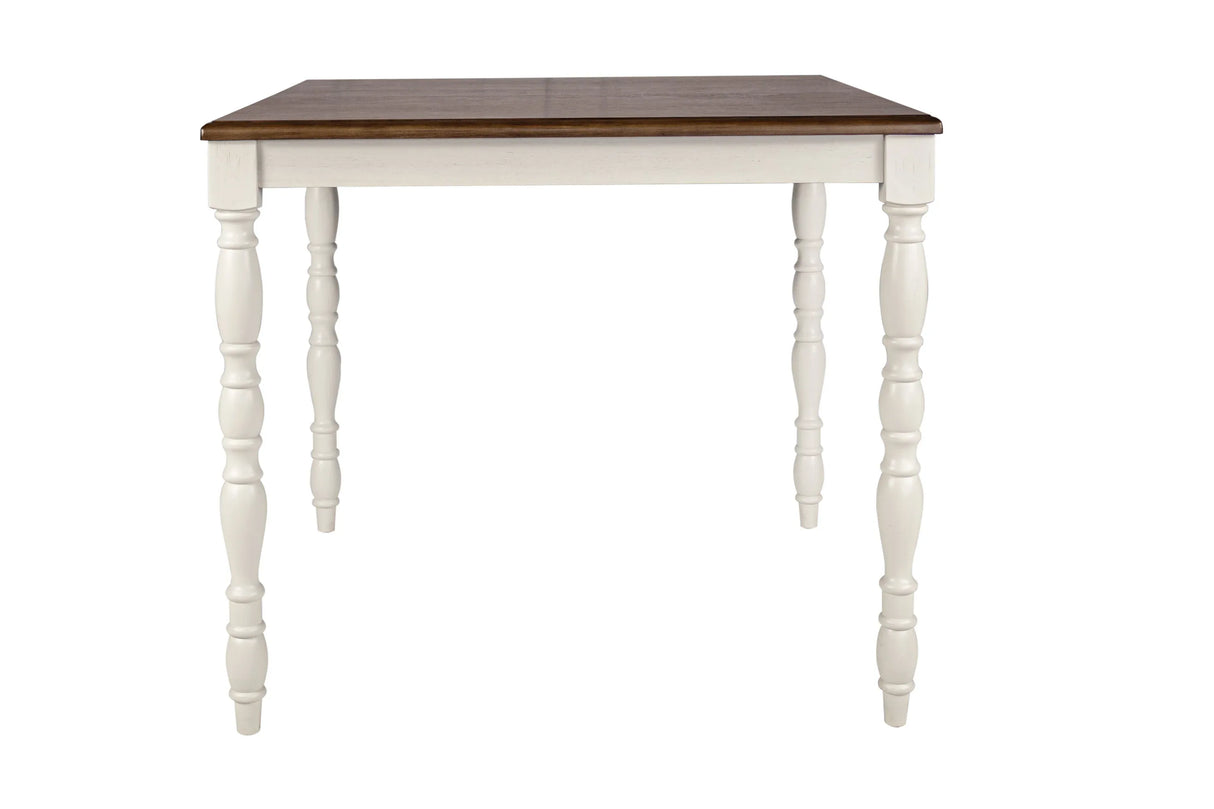 5-Piece Farmhouse White Oak Counter Height Dining Set - Omega Lifestyles