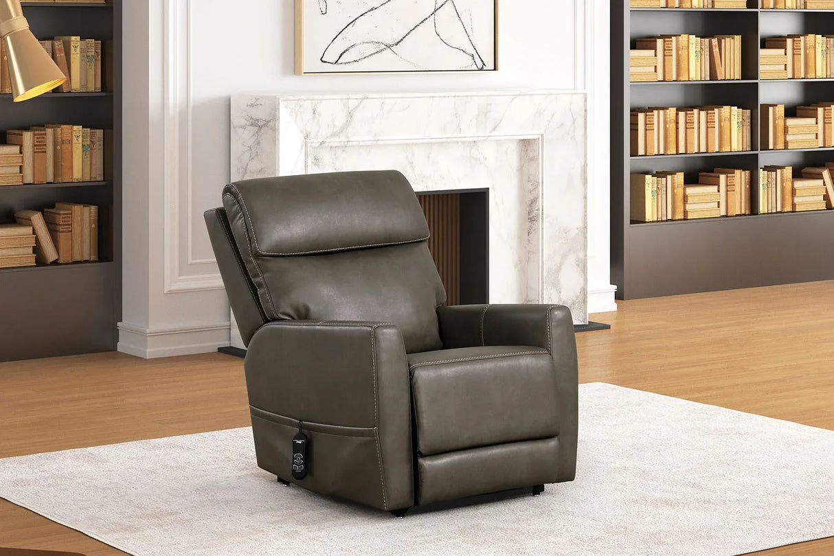 Contemporary Gray Leatherette Single Motor Lift Chair - Omega Lifestyles