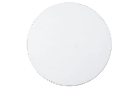 Transitional White Synthetic Wood Round Pedestal Accent Table - Omega Lifestyles