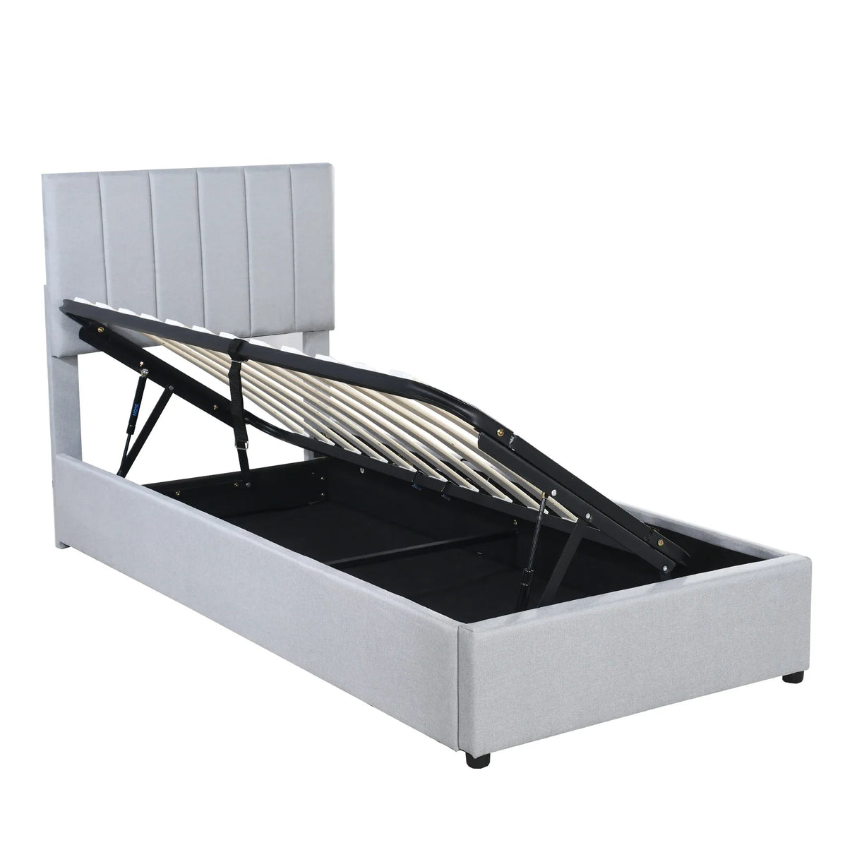 Twin Upholstered Platform Bed With Hydraulic Storage - Omega Lifestyles