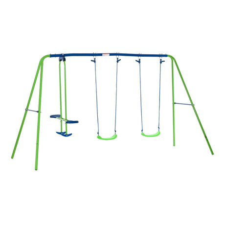 Metal Kids Swing Set With Glider And Adjustable Height - Omega Lifestyles