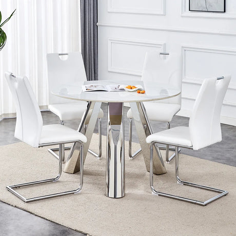 42-Inch Round Sintered Stone Dining Table With Chairs - Omega Lifestyles