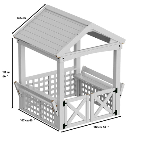 Outdoor Wooden Kids Playhouse With Bench and Door - Omega Lifestyles