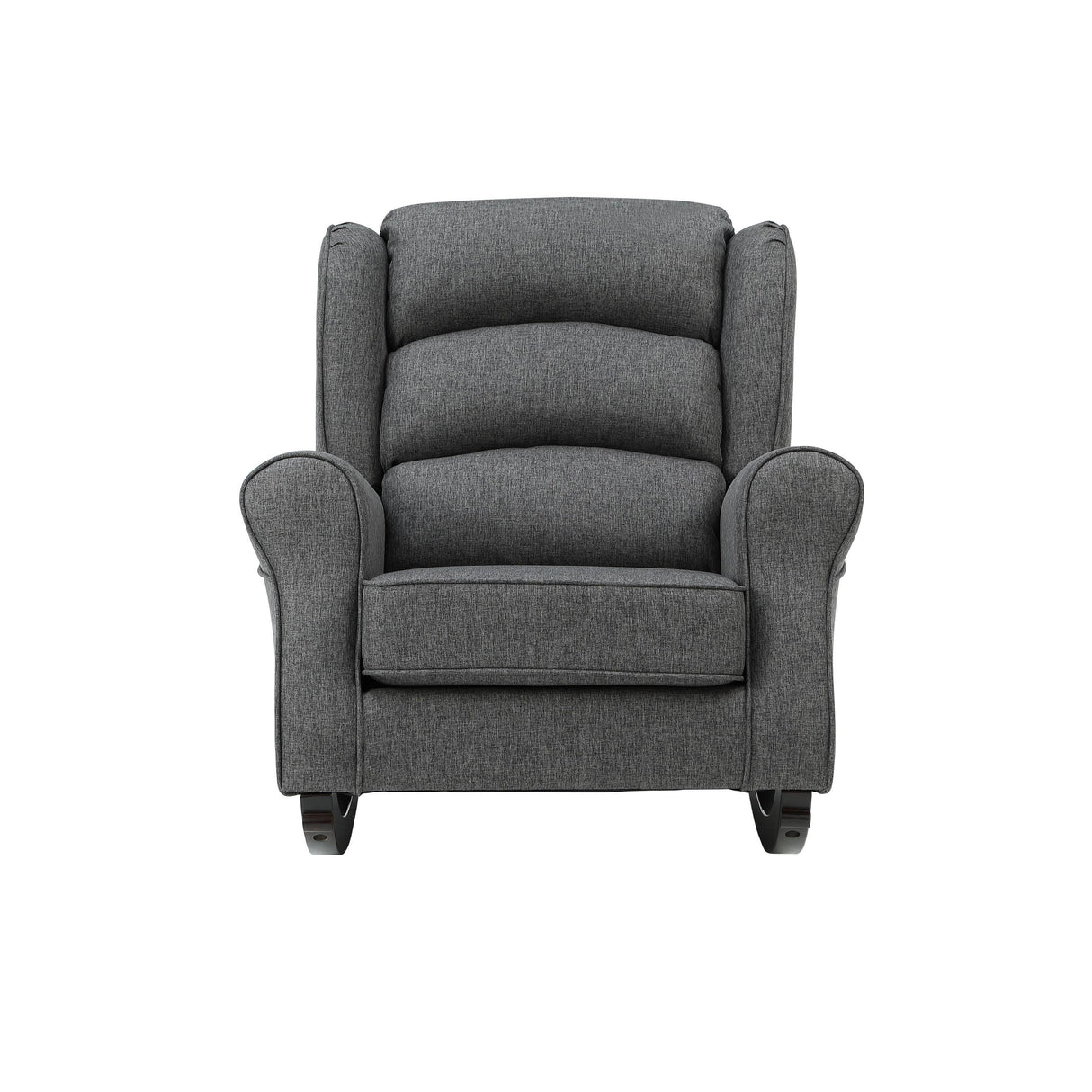 Gray Fabric Pocket Coil Rocking Chair With Wooden Legs - Omega Lifestyles