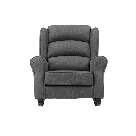 Gray Fabric Pocket Coil Rocking Chair With Wooden Legs - Omega Lifestyles