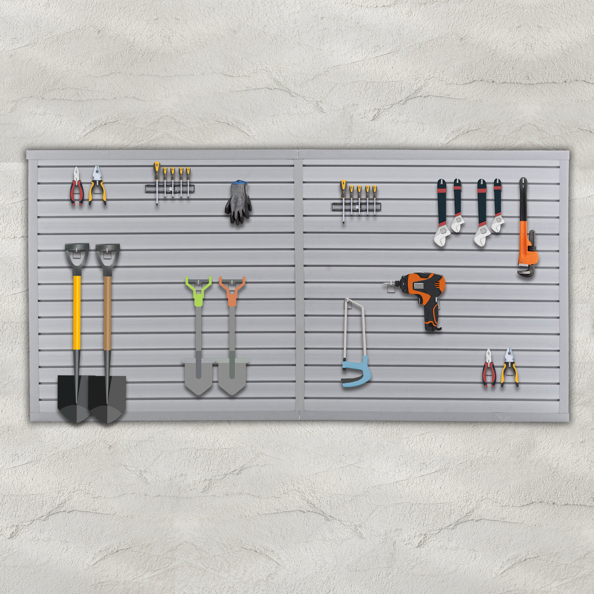 Heavy Duty PVC Slatwall Garage Storage Organizer Panel System