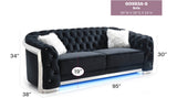 Modern Velvet 3-Seat Sofa With LED Accent Lighting - Omega Lifestyles