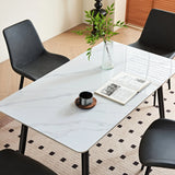Modern Rectangular Ceramic Top Dining Table With Metal Base - Omega Lifestyles