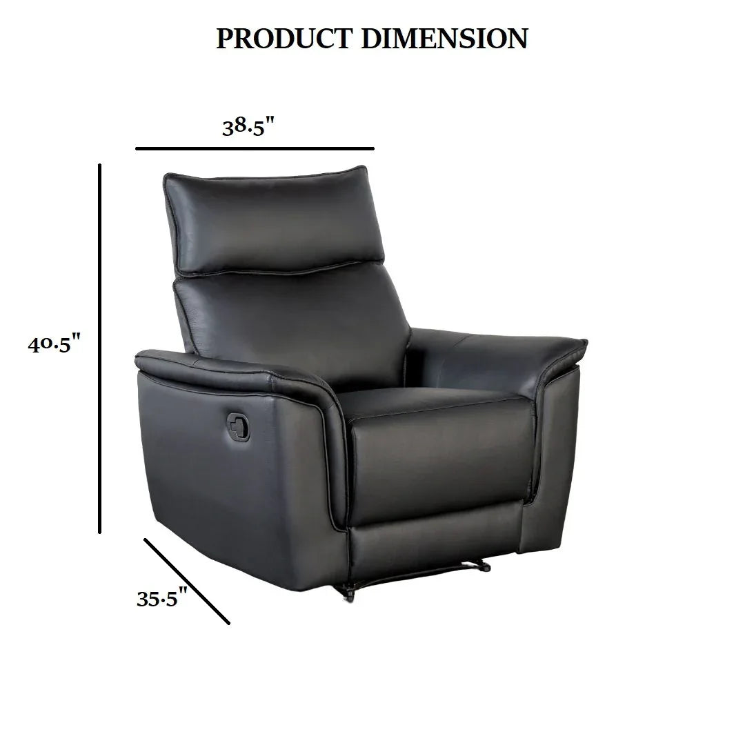Transitional Black Leather Match Recliner Chair - Omega Lifestyles